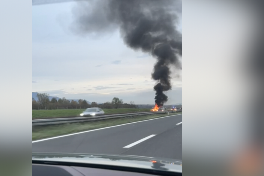 Požar na autocesti A1 - čvor Karlovac-Jastrebarsko