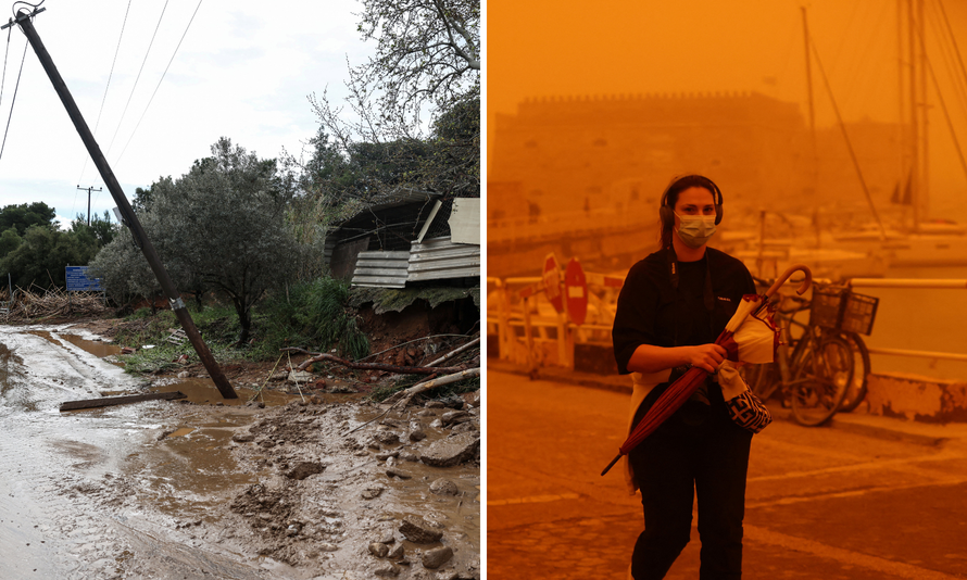 FOTO Prometni kolaps u Grčkoj: Poljak se utopio kod Atene, a Kretu 'obojio' pijesak iz Sahare