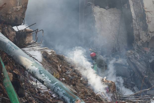 Aftermath of fire in a shopping mall in Karachi