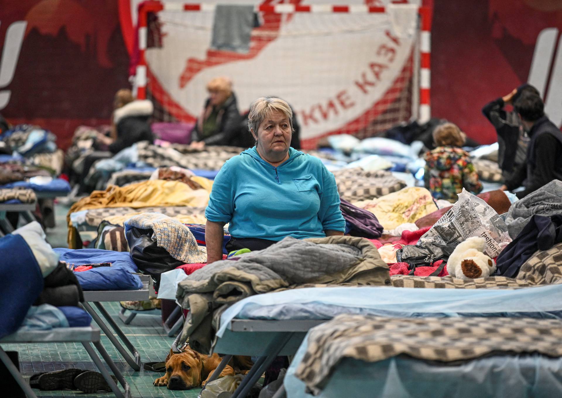Evacuees from the Ukrainian city of Mariupol stay at temporary accommodation centre in Taganrog