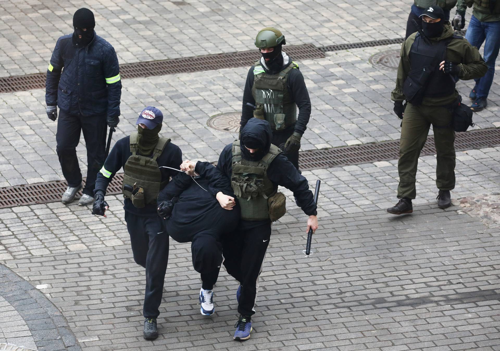 Belarusian opposition supporters hold a rally in Minsk