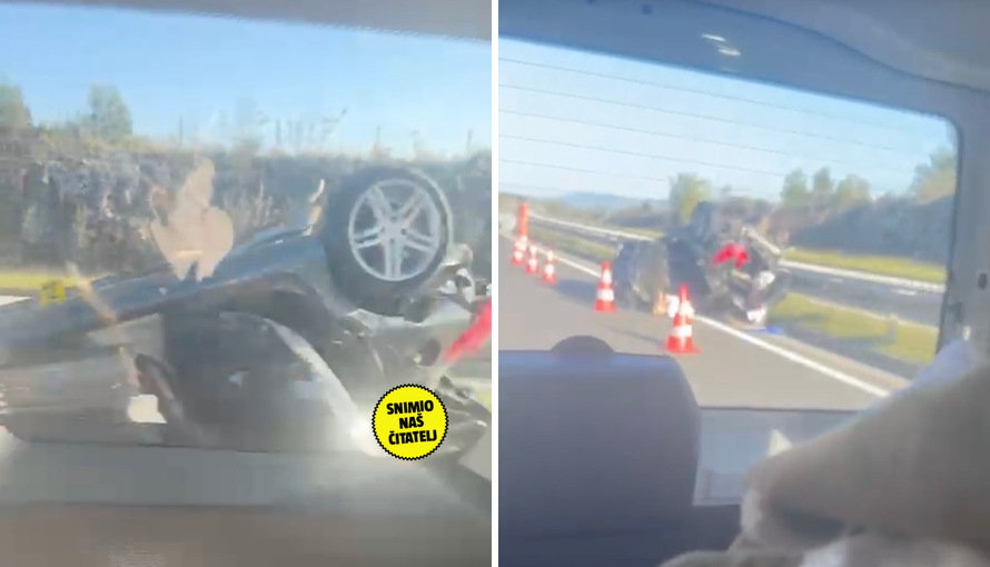 VIDEO Auto na A1 završio na krovu: Više ljudi je ozlijeđeno, vatrogasci ih izvlačili iz vozila...