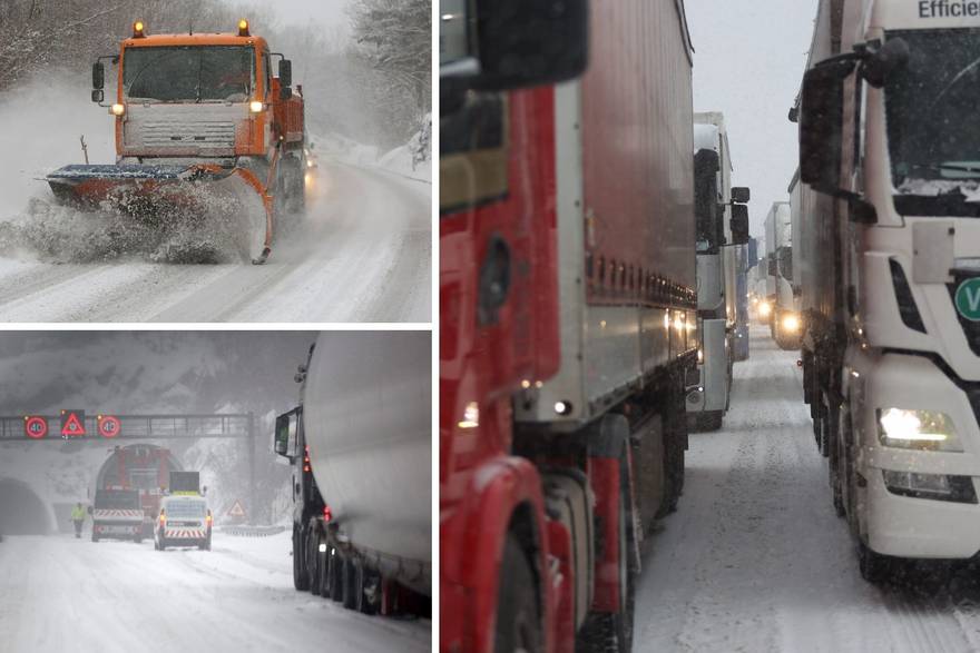 Bijeli kaos: Kamioni ne mogu  kroz Gorski kotar, sudar kod Svetog Roka, kolona tri km