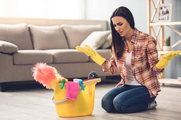 Beautiful woman cleaning