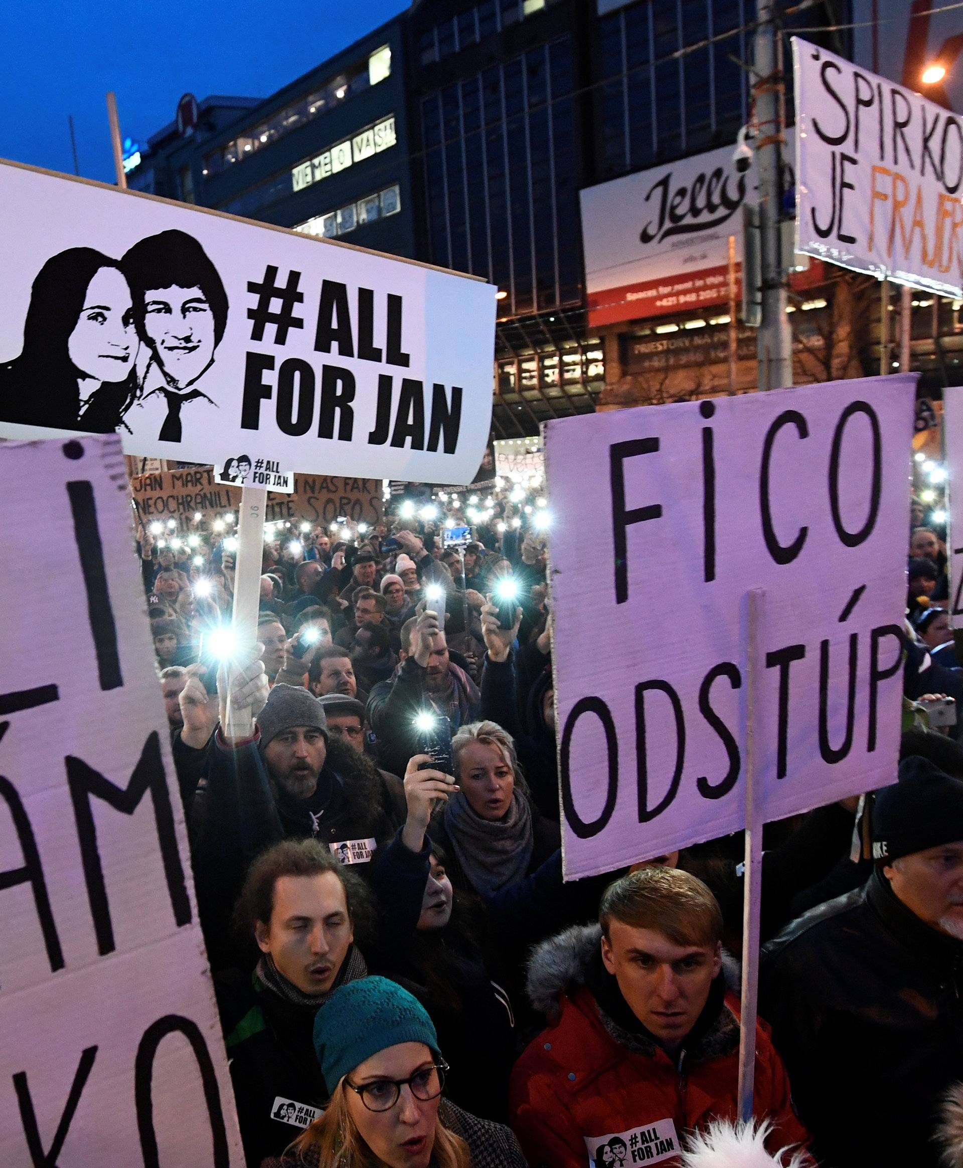 Demonstrators attend a protest called "Let's stand for decency in Slovakia" in Bratislava