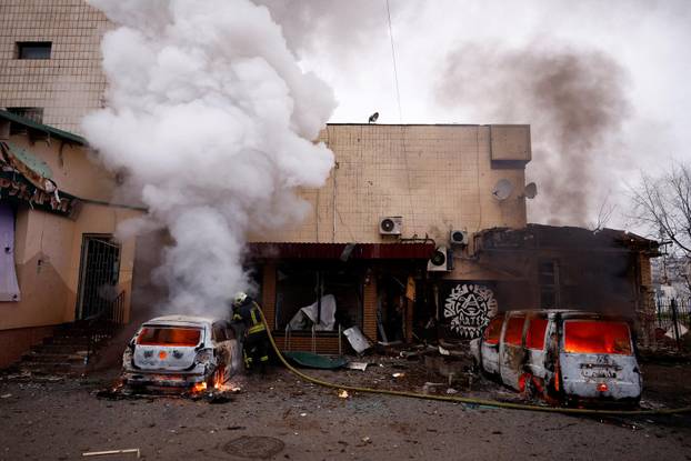 Aftermath of a Russian missile and drone attack, in Kyiv