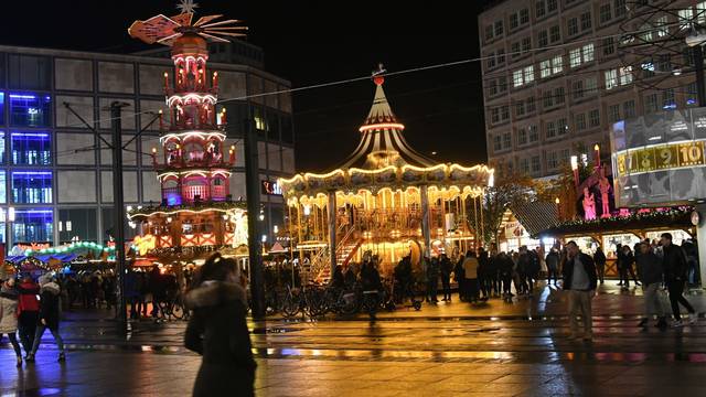 Alex, Alexanderplatz,  in Berlin at night