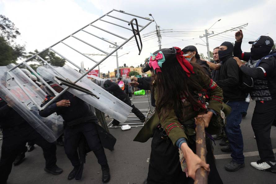 Protest march ahead of the opening match of the 2026 FIFA World Cup, in Mexico City