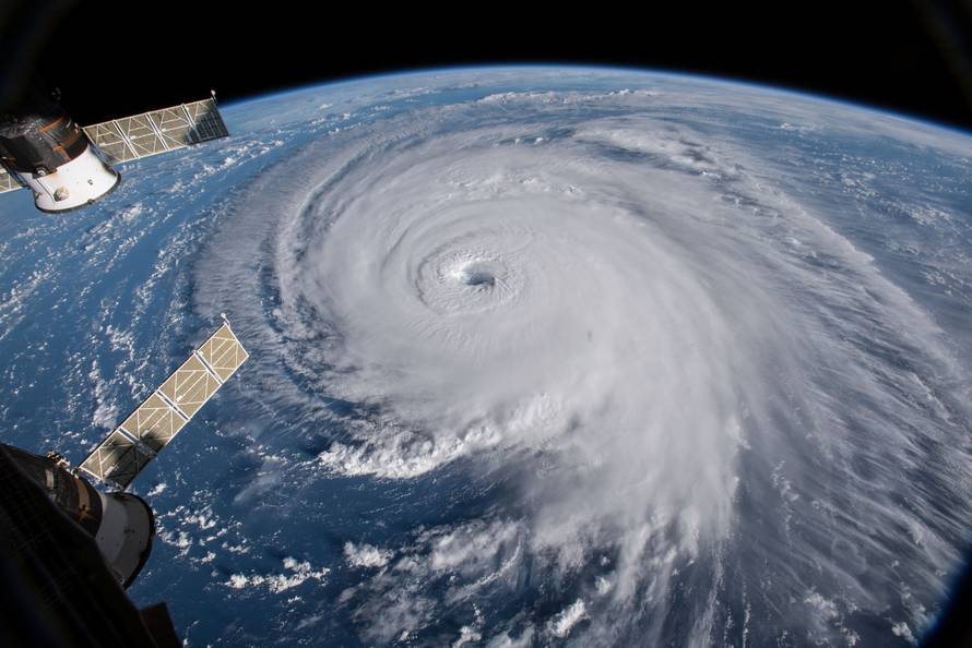 NASA handout photo of a view of Hurricane Florence shown churning in the Atlantic Ocean in a west, north-westerly direction heading for the eastern coastline of the United States