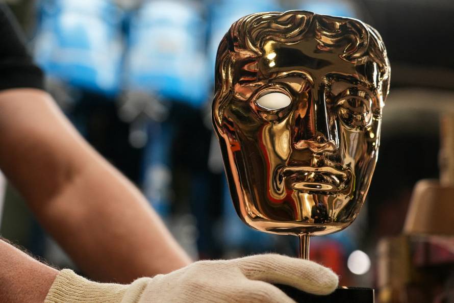 Prepartion of BAFTA masks ahead of the annual awards ceremony, in Braintree