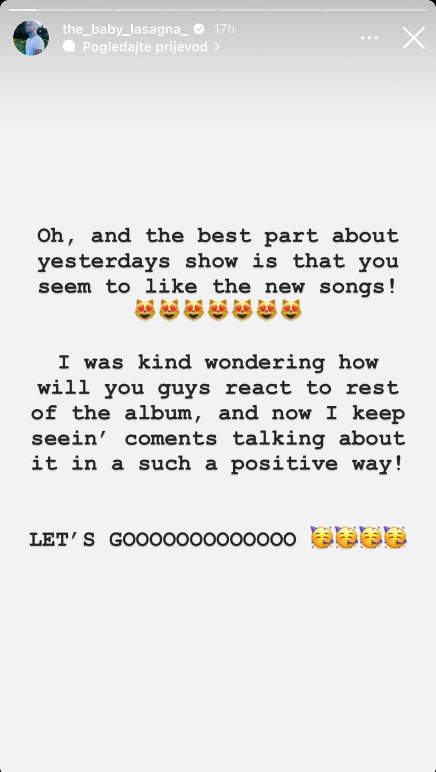 Baby Lasagna oduševio je sve novim pjesmama: 'Ovaj čovjek ne zna napisati lošu pjesmu...'