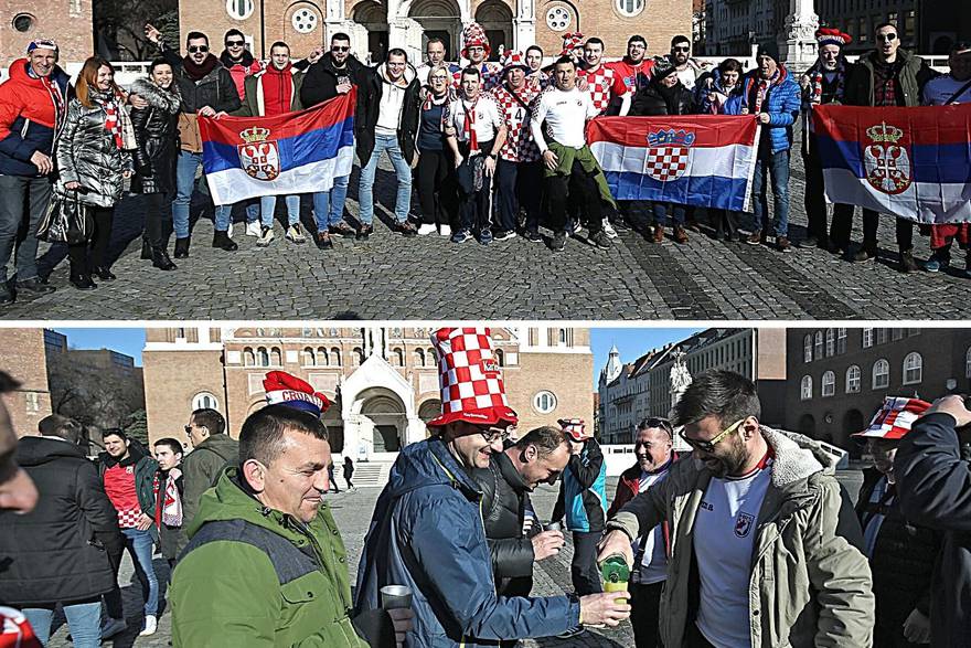 Hrvati i Srbi skupa piju gemište u Szegedu ususred derbiju na Euru