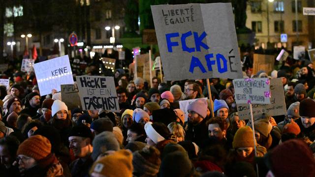 People protest against the Alternative for Germany party (AfD), in Cologne