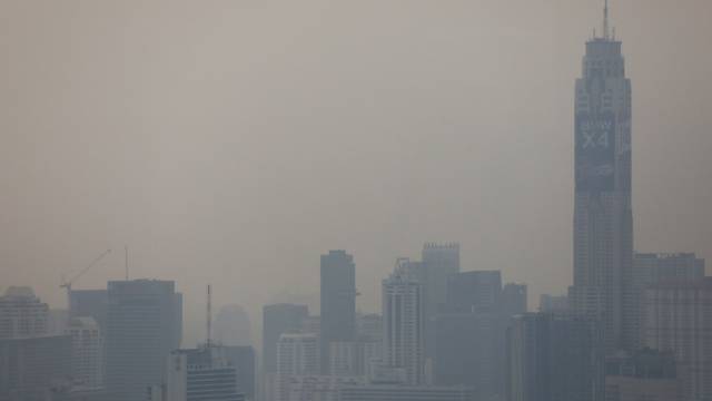 Skyline is seen through polluted air during in Bangkok