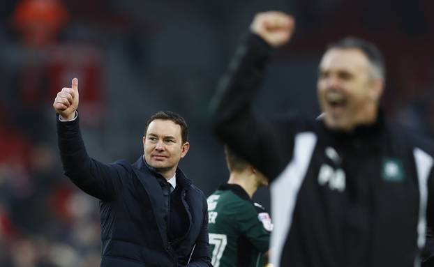 Plymouth Argyle manager Derek Adams after the match