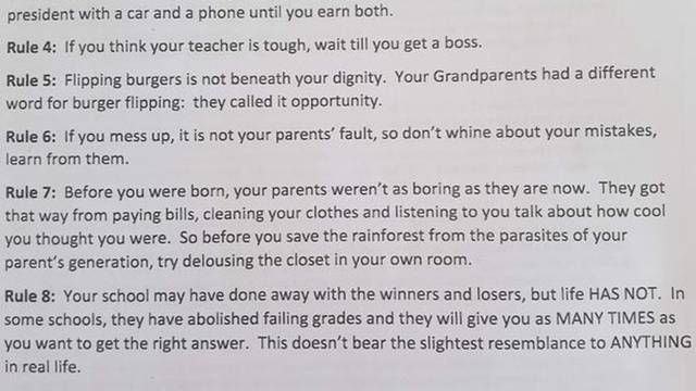 Ljuti tata pokazao listu pravila za život koje je šef dao njegovoj kćeri - mnogi ne vide problem