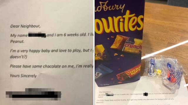 Beba 'napisala' susjedima pismo: Evo čokolada i čepići za uši, žao mi je ako vas budim