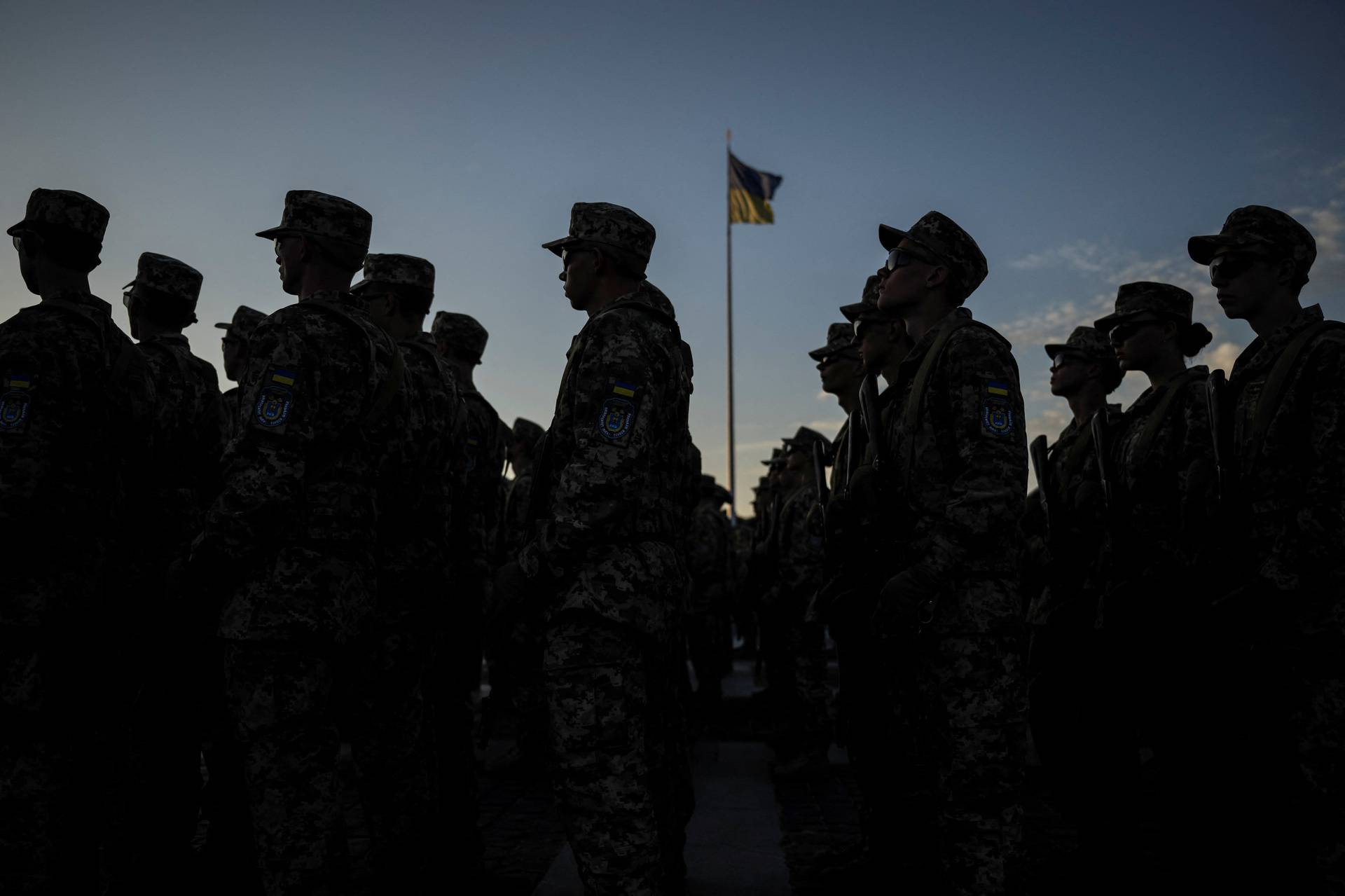 Cadets of Military Institute of Taras Shevchenko National University take part in a swearing-in ceremony in Kyiv