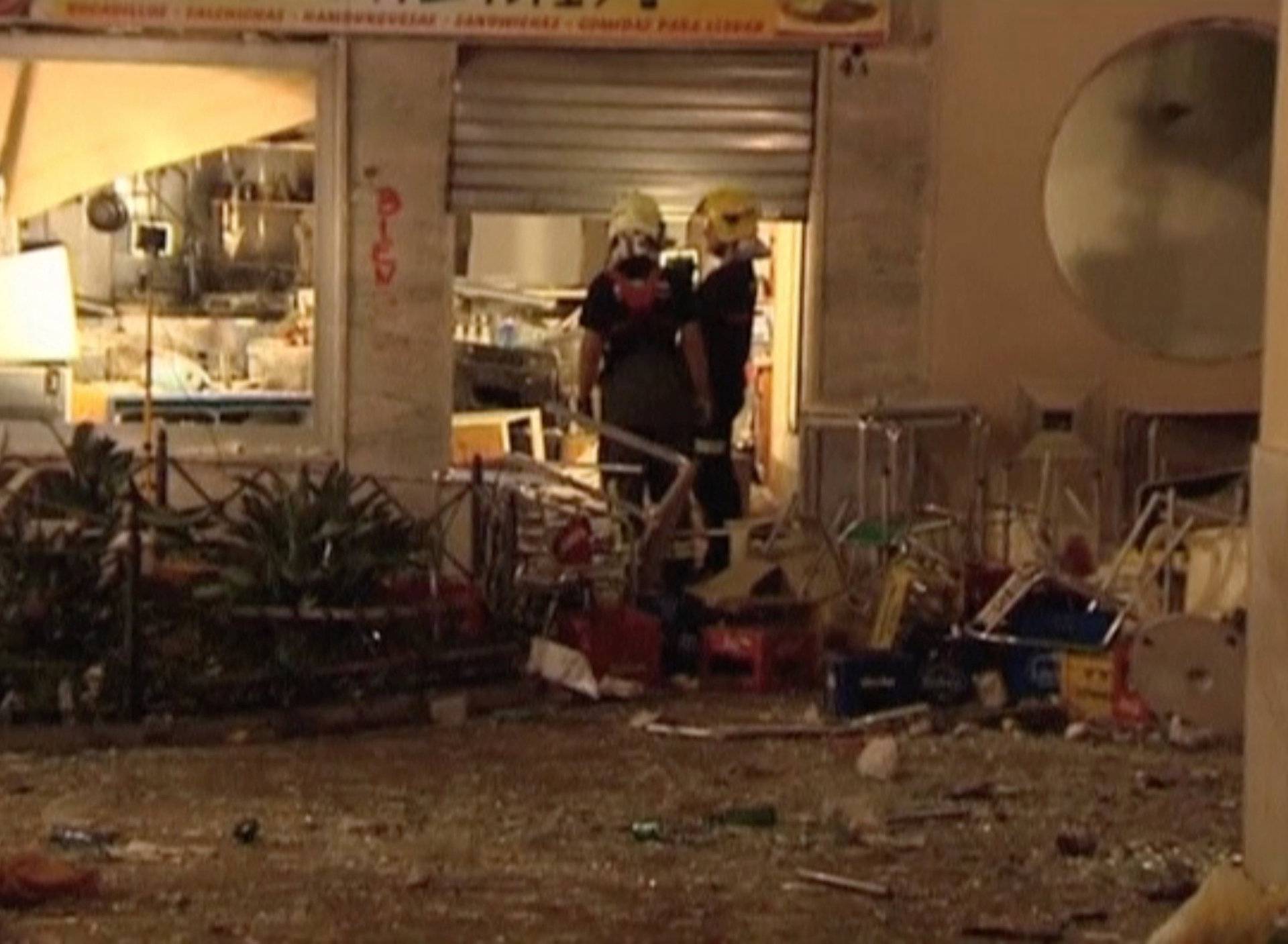 A view of the scene after a gas cylinder exploded in a cafe in Velez-Malaga