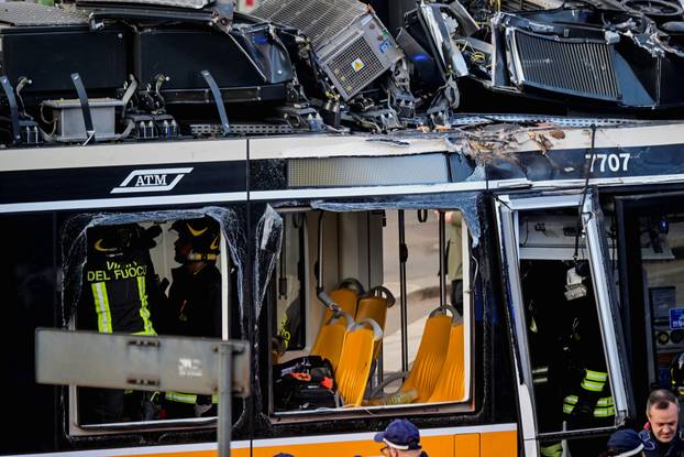 Aftermath of tram derailment in Milan