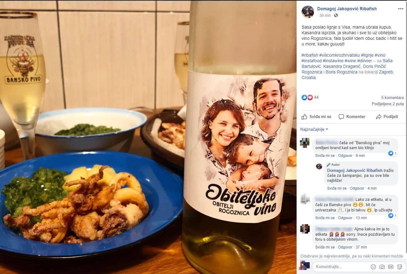 Ribafish se hvali: Uz lignje pije vino koje napravila Doris Pinčić