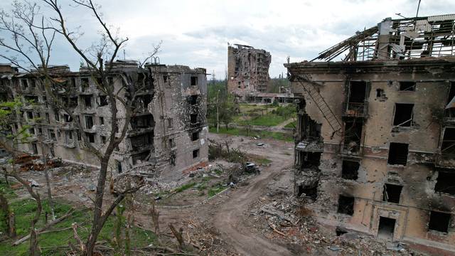 FILE PHOTO: A view shows heavily damaged residential buildings in Mariupol