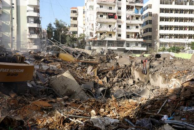 Aftermath of an Israeli strike in Beirut's southern suburbs