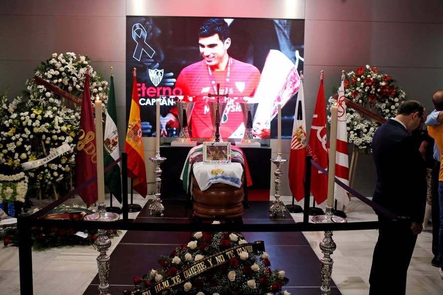 Sevilla FC's president Jose Castro attends the wake of Spanish footballer Reyes in Seville