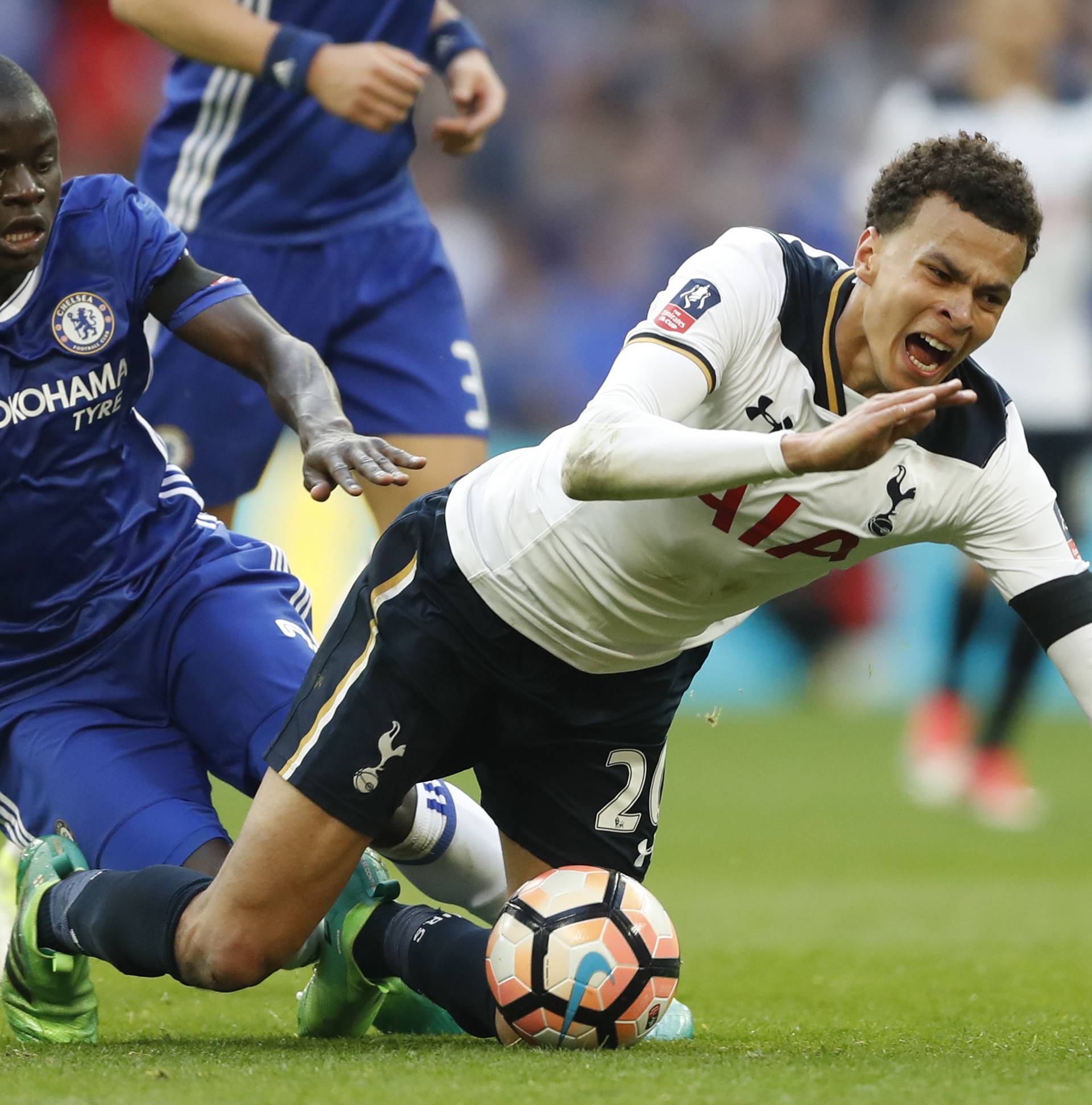 Chelsea's N'Golo Kante fouls Tottenham's Dele Alli