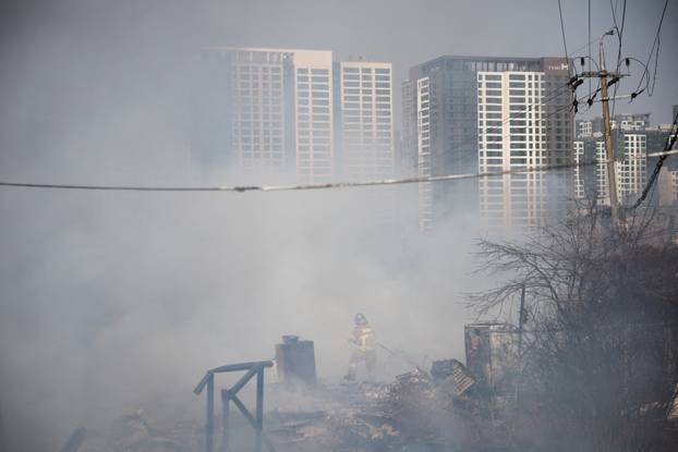 Fire at Guryong village, in Seoul