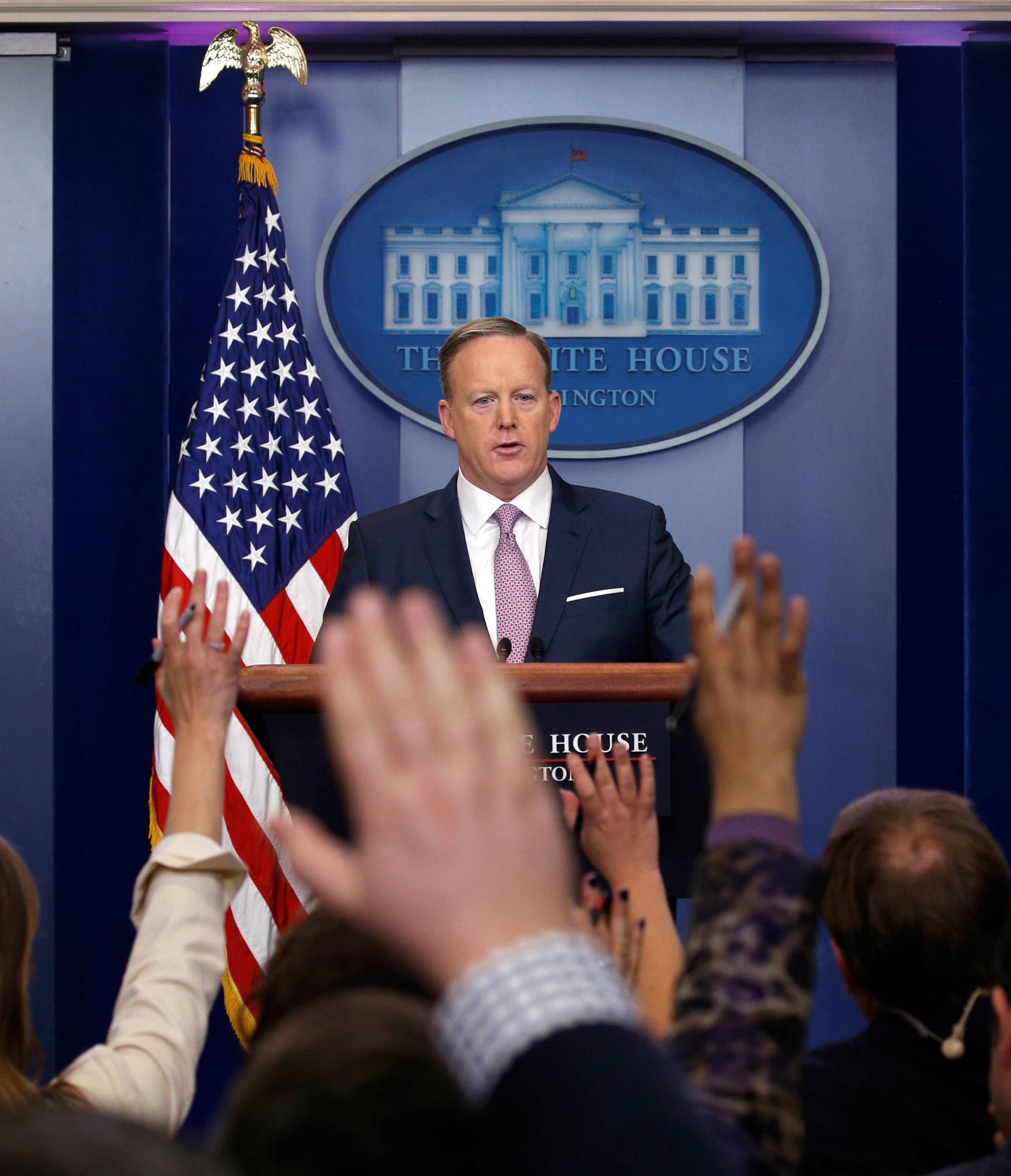 Sean Spicer holds a press briefing at the White House in Washington