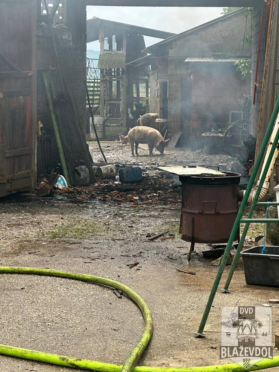 FOTO Spasili kuću u buktinji kod Svete Helene: Izvukli i životinje, vlasnik kuće zadobio opekline