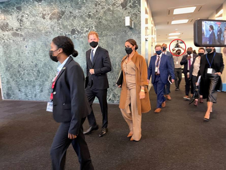 Prince Harry and Meghan Markle leave the United Nations after meeting with U.N. Deputy Secretary-General Amina Mohammed, in New York City