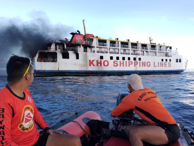 Philippines ferry carrying 120 people catches fire at sea