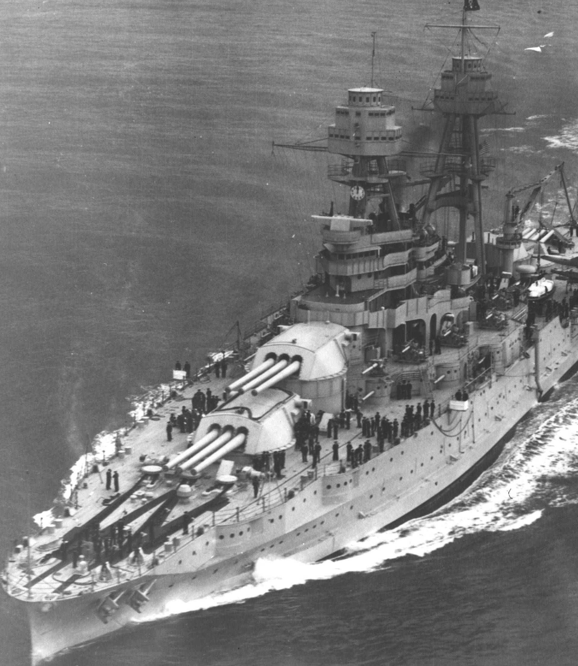 Archive photo of the USS Arizona at sea off Hampton Roads in 1931