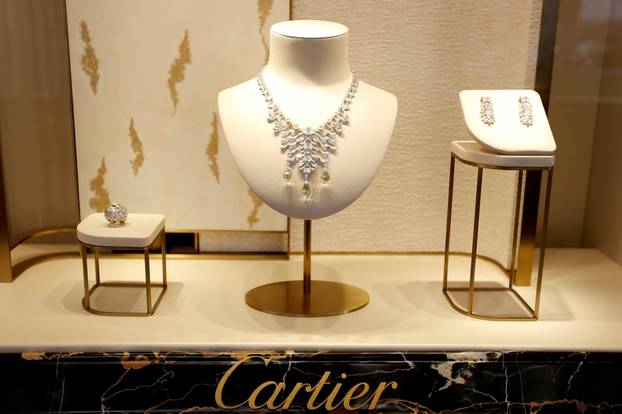 FILE PHOTO: High jewellery are displayed at luxury goods maker Cartier store on Place Vendome in Paris