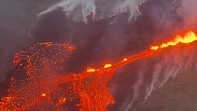 WATCH: Aerial footage of sprawling red-hot lava in Iceland