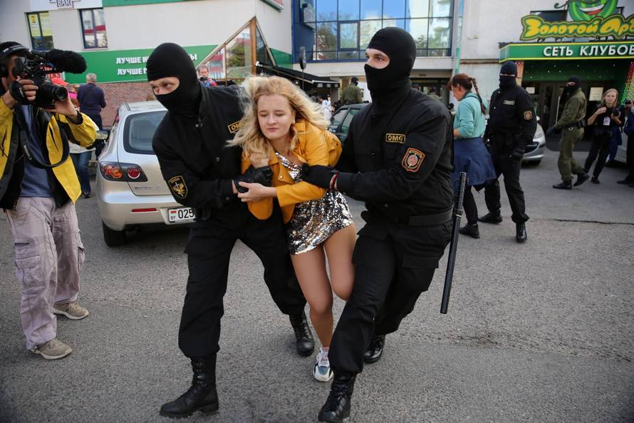 Belarusian opposition supporters protest against presidential election results in Minsk