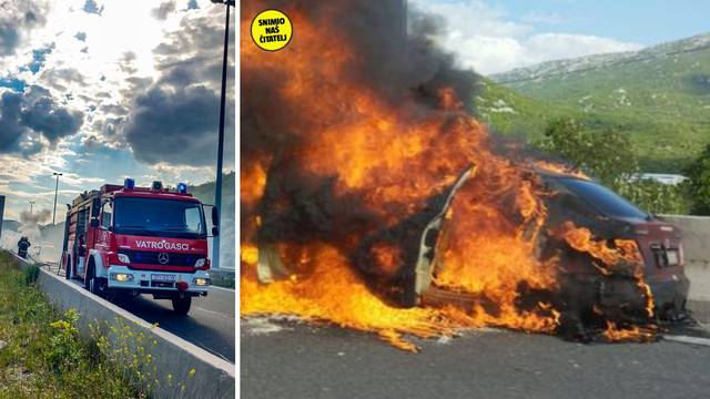 VIDEO Buktinja kod Solina: Na brzoj cesti zapalio se automobil