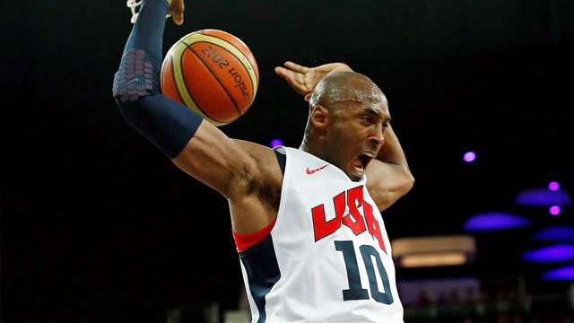 FILE PHOTO: Bryant of the U.S. dunks against Spain during their men's gold medal  basketball match at the North Greenwich Arena in London during the London 2012 Olympic Games