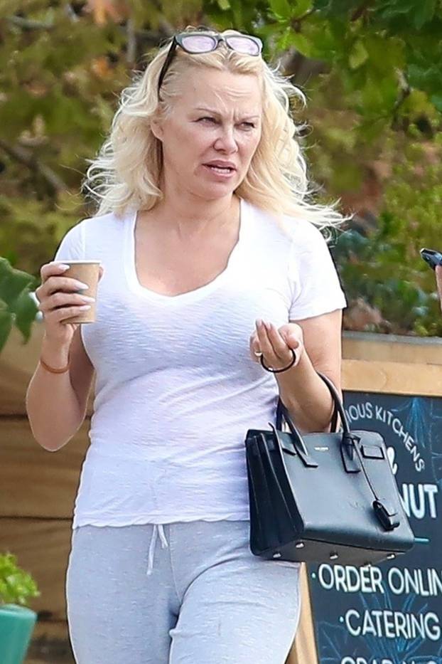 *EXCLUSIVE* Pamela Anderson goes makeup-free while out for coffee in Malibu