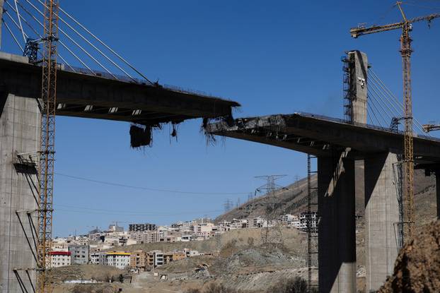 The B1 bridge damaged by a strike, as the U.S.-Israeli conflict with Iran continues, in Karaj