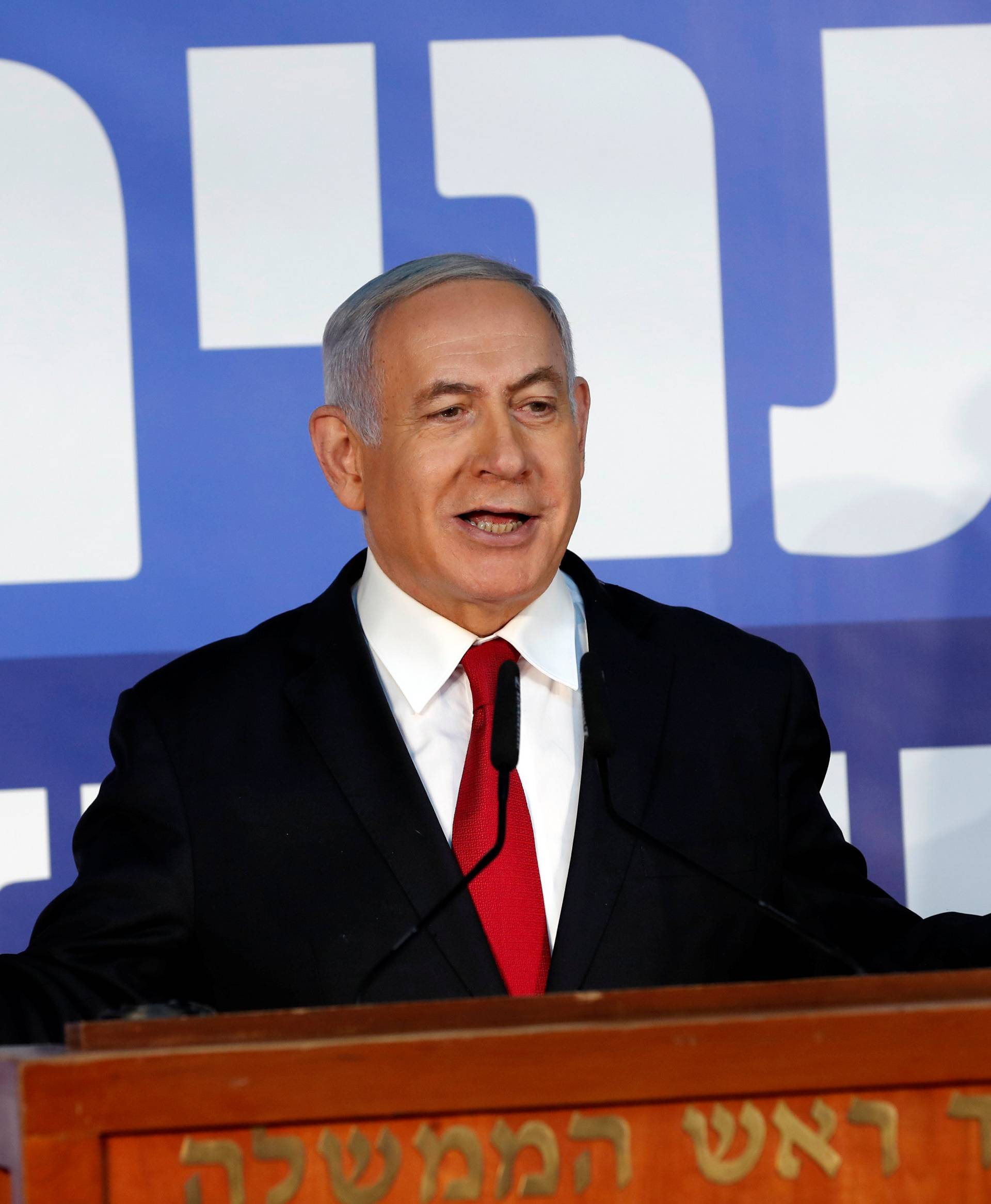 Israeli Prime minister Benjamin Netanyahu delivers a statement to the media in his residency in Jerusalem