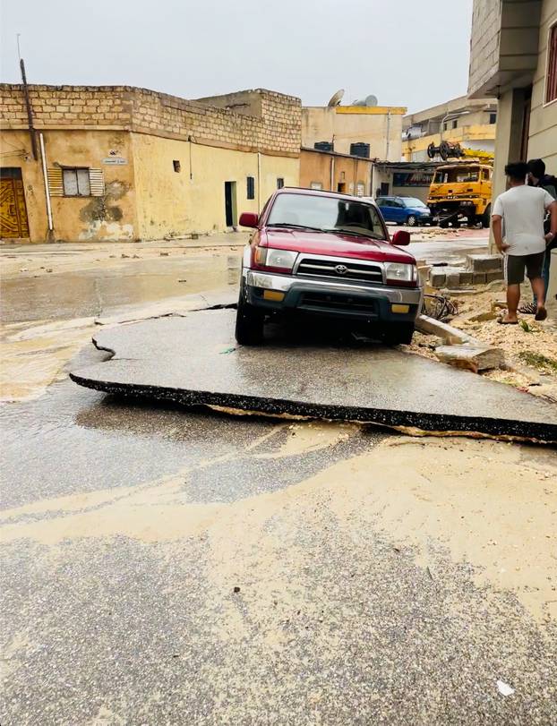 A powerful storm and heavy rainfall hit Libya