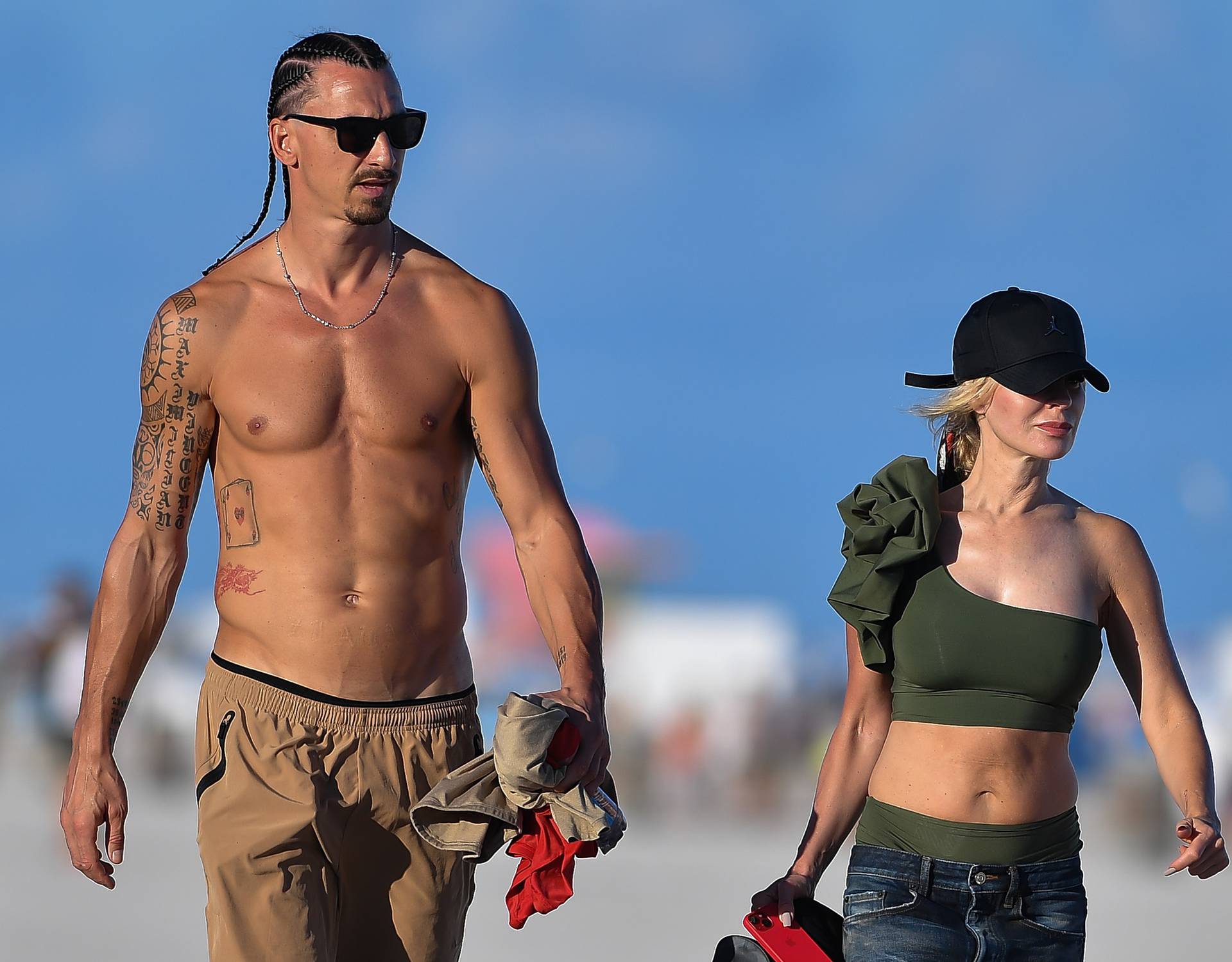 EXCLUSIVE: Zlatan Ibrahimovic Shows Off His Impressive Physique As He Heads To Muscle Beach  With Partner Helena Seger To Have Some Fun In Miami Beach, Florida