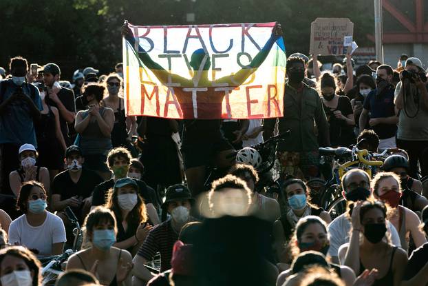 Protesters rally against the death in Minneapolis police custody of George Floyd, in New York