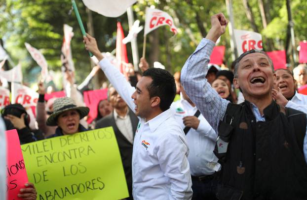 One-day national strike to protest against Argentine President Milei's measures, in Mexico City