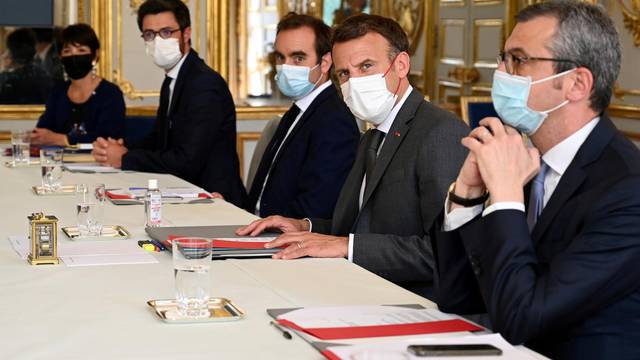 FILE PHOTO: French President Macron attends a meeting with New Caledonia representatives in Paris