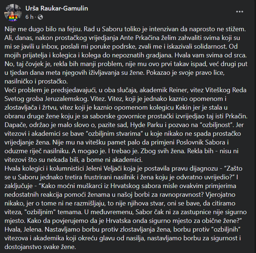 Raukar o vrijeđanju Prkačina: 'Veći problem od njegovog ponašanja je vitez Reiner...'