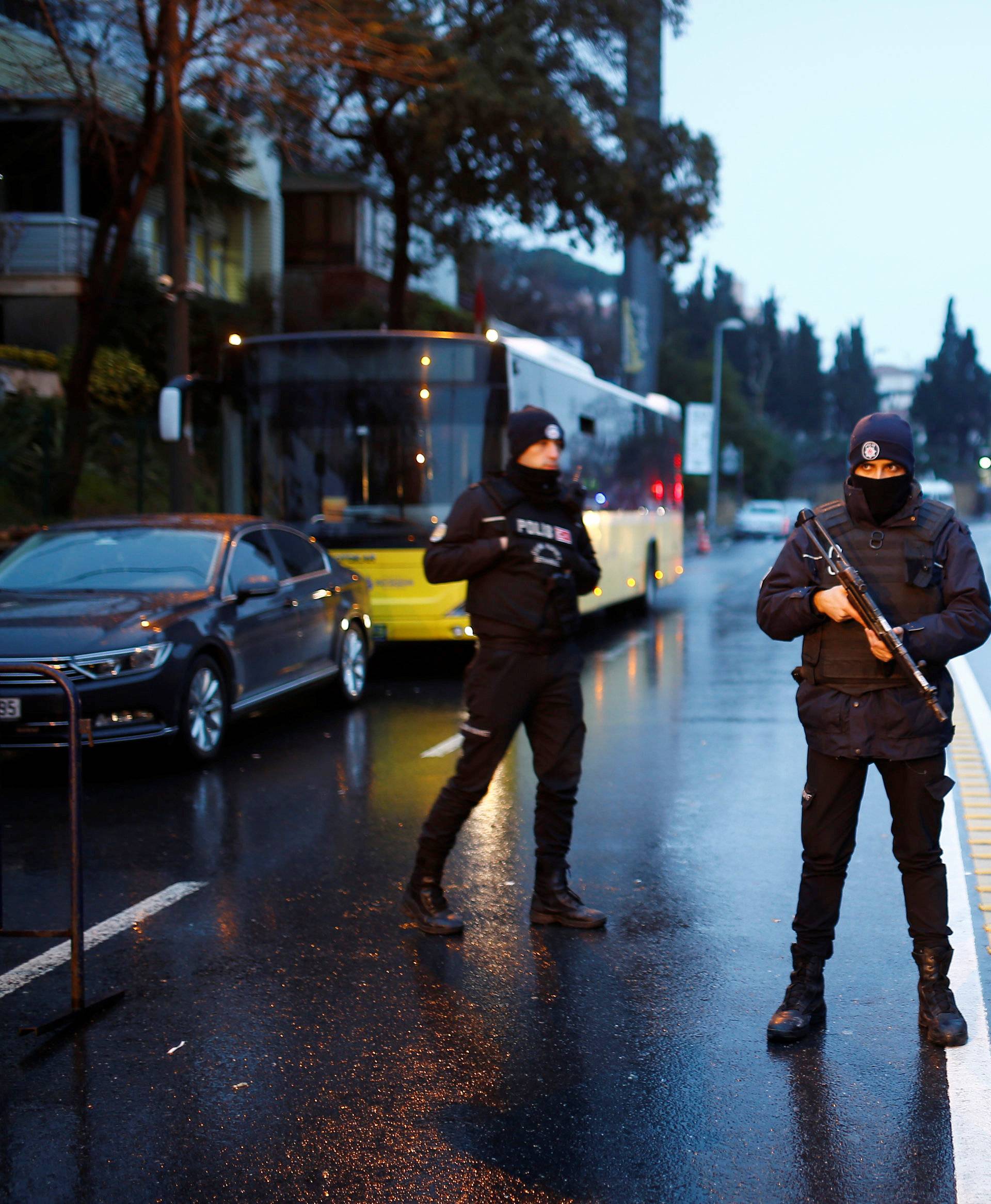 Police secure area near an Istanbul nightclub